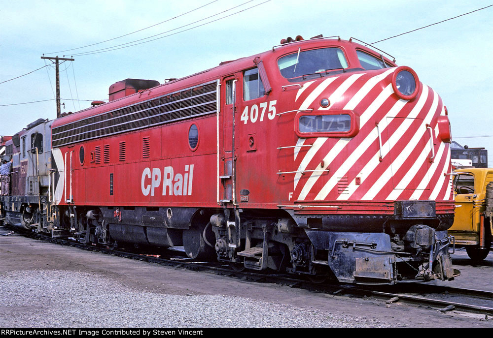 CP Rail FP7A #4075 with #8520 behind.